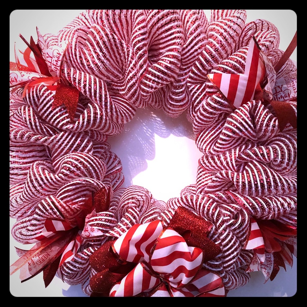 SOLD Red & white handmade  wreath